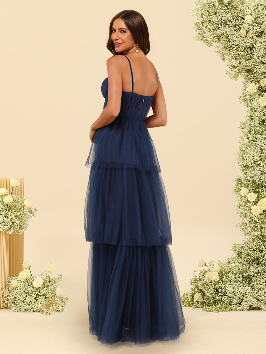 A-Line/Princess Spaghetti Straps Floor-Length Tulle Bridesmaid Dresses Lavetir UK A-Line/Princess Spaghetti Straps Floor-Length Tulle Bridesmaid Dresses Lavetir UK