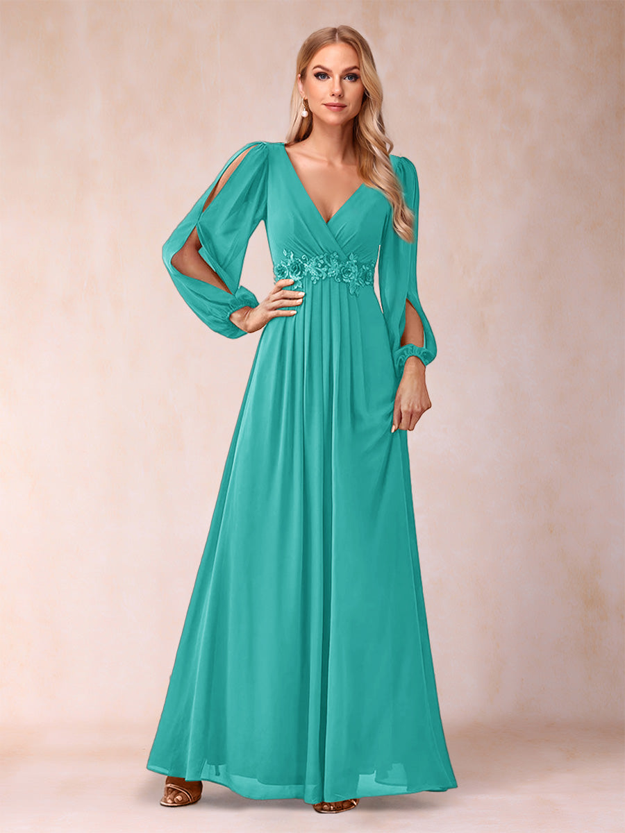 A-Line/Princess V-Neck Floor-Length Mother of the Bride Dresses With Ruffles
