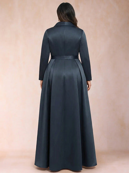 A-Line/Princess 3/4 Sleeves Asymmetrical V-Neck Plus Size Mother of the Bride Dresses
