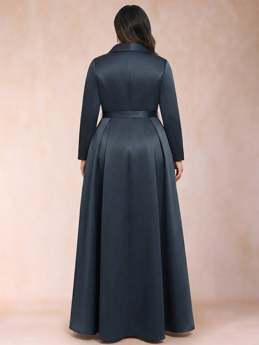 A-Line/Princess 3/4 Sleeves Asymmetrical V-Neck Plus Size Mother of the Bride Dresses