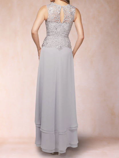 A-Line/Princess Scoop Chiffon Mother of the Bride Dresses with Jacket & Appliques