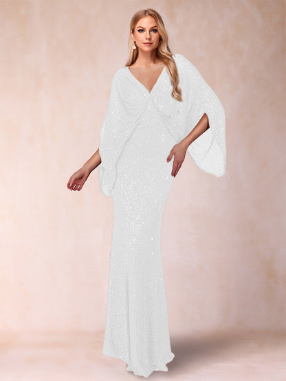 Sheath/Column V-Neck Floor-Length Ruched Mother of the Bride Dresses