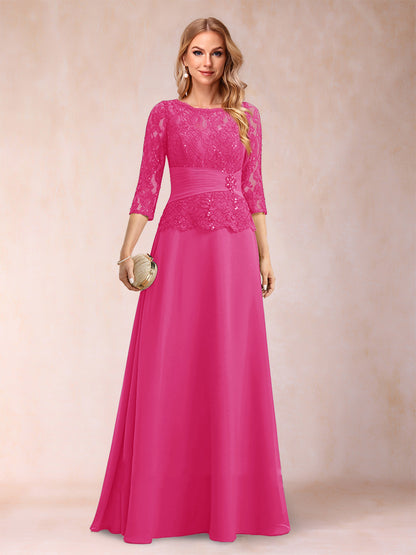 Sparkly A-Line/Princess Scoop Ruched Mother of the Bride Dresses with Appliques & Rhinestone