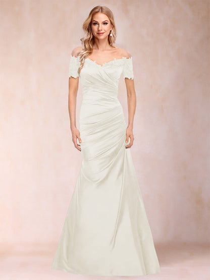 Trumpet/Mermaid Off-the-Shoulder Short Sleeves Mother of the Bride Dresses Applique