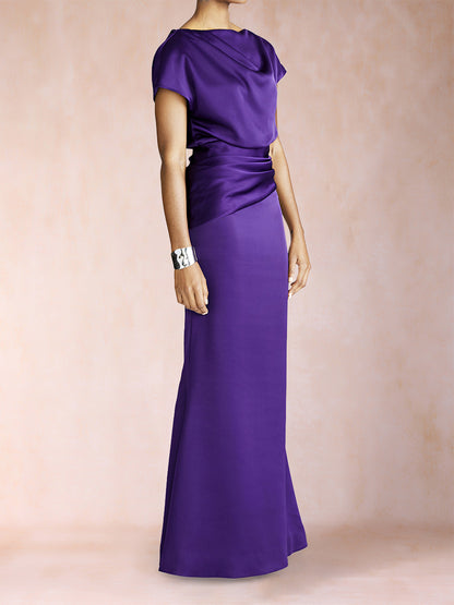 Sheath/Column Scoop Short Sleeves Mother of the Bride Dresses with Ruched