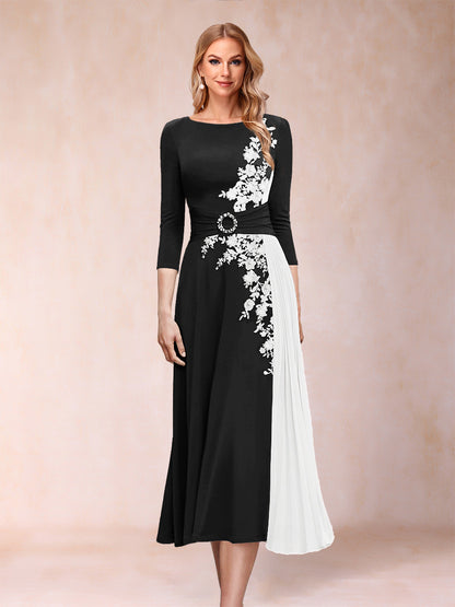 A-Line/Princess Scoop 3/4 Sleeves Mother of the Bride Dresses with Applique