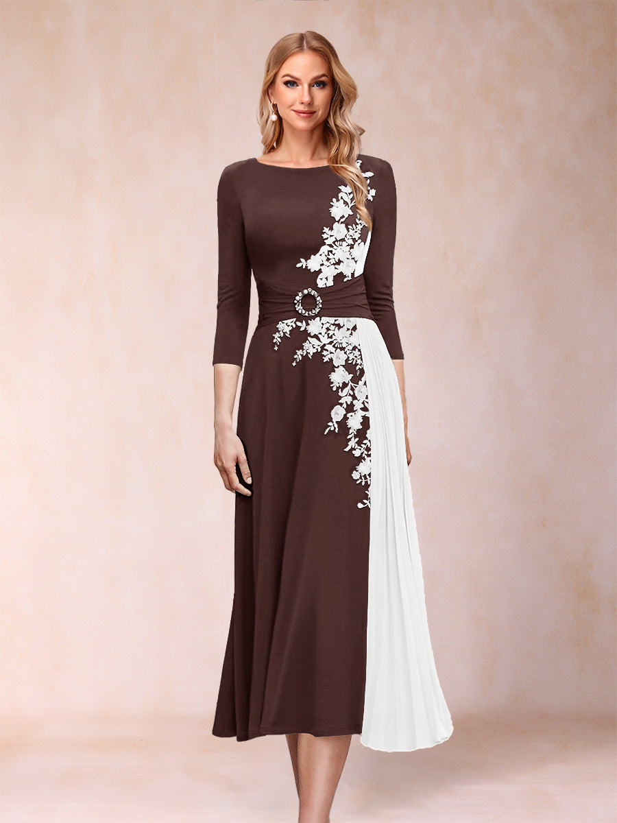 A-Line/Princess Scoop 3/4 Sleeves Mother of the Bride Dresses with Applique