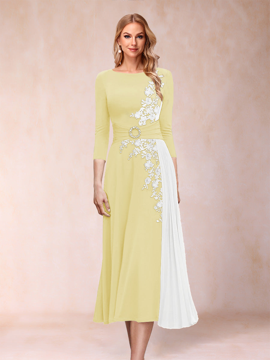 A-Line/Princess Scoop 3/4 Sleeves Mother of the Bride Dresses with Applique