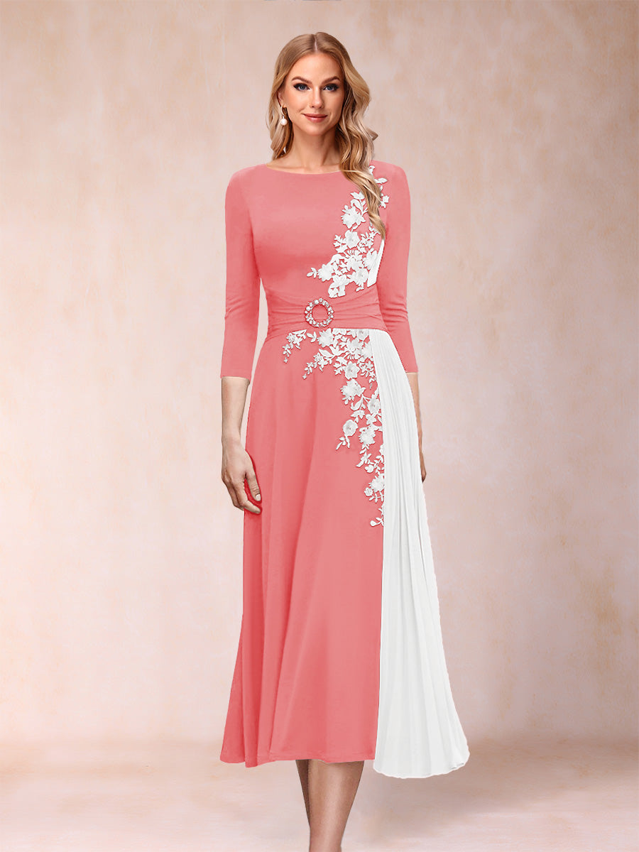 A-Line/Princess Scoop 3/4 Sleeves Mother of the Bride Dresses with Applique