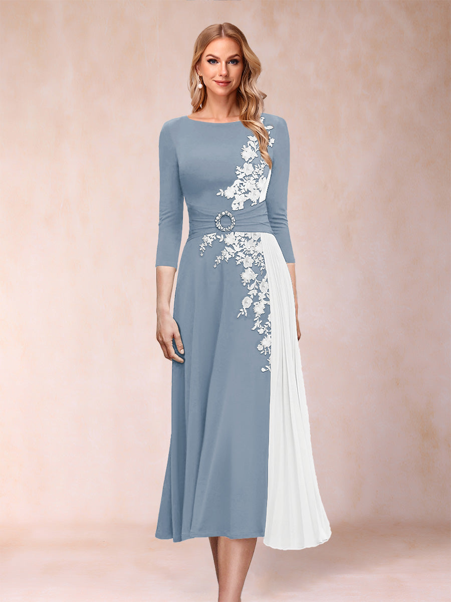 A-Line/Princess Scoop 3/4 Sleeves Mother of the Bride Dresses with Applique