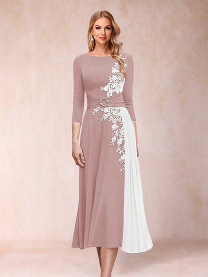 A-Line/Princess Scoop 3/4 Sleeves Mother of the Bride Dresses with Applique