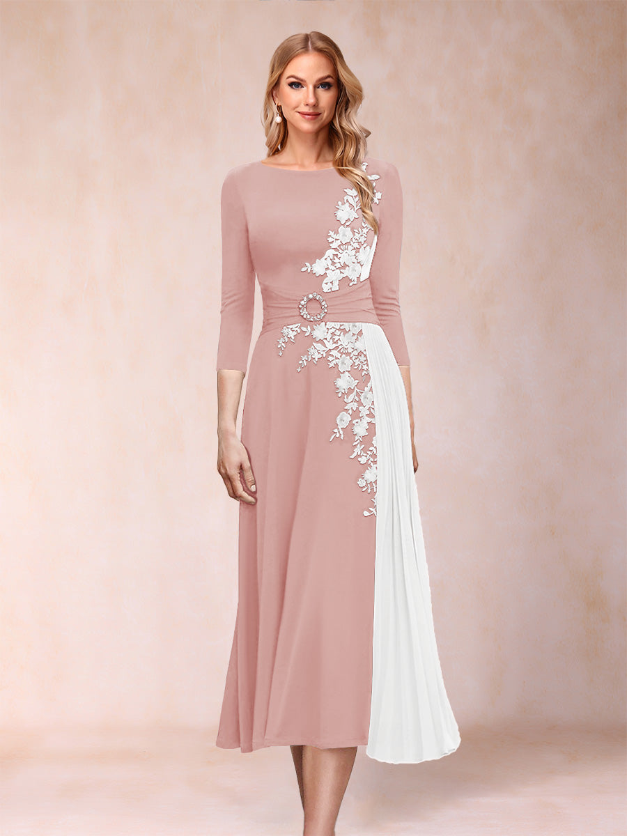 A-Line/Princess Scoop 3/4 Sleeves Mother of the Bride Dresses with Applique