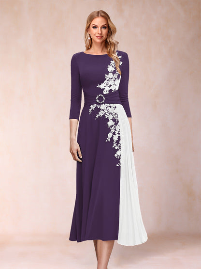A-Line/Princess Scoop 3/4 Sleeves Mother of the Bride Dresses with Applique