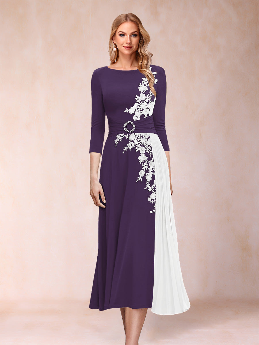 A-Line/Princess Scoop 3/4 Sleeves Mother of the Bride Dresses with Applique