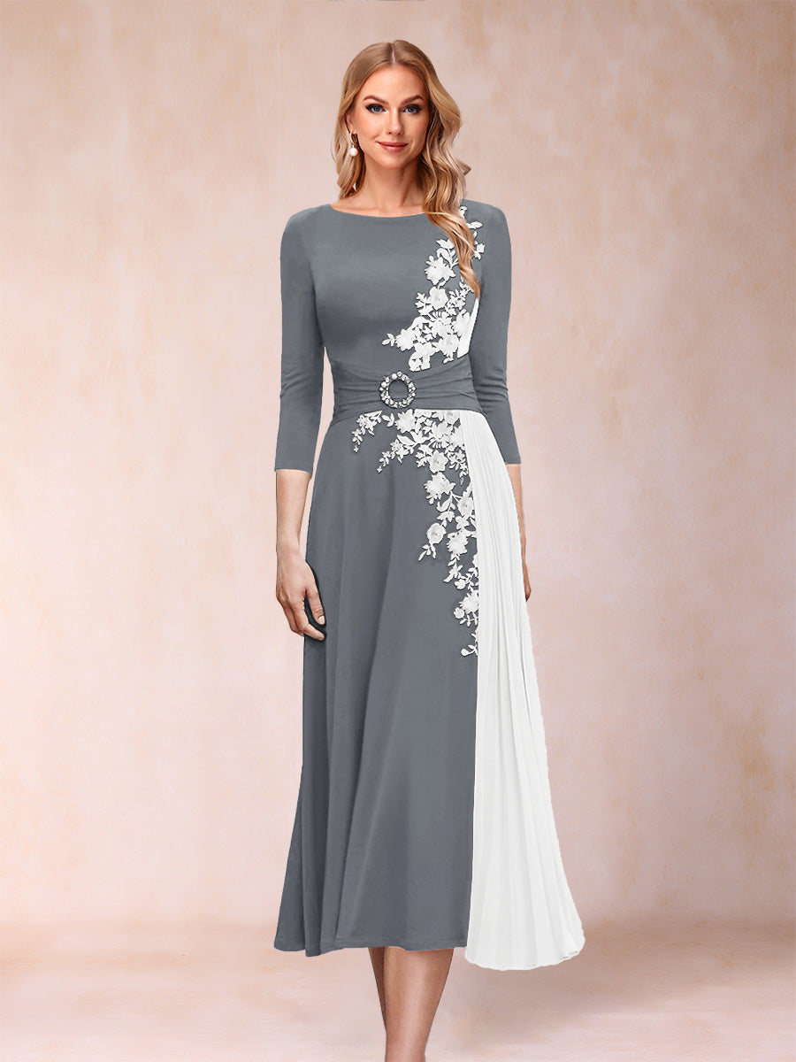 A-Line/Princess Scoop 3/4 Sleeves Mother of the Bride Dresses with Applique