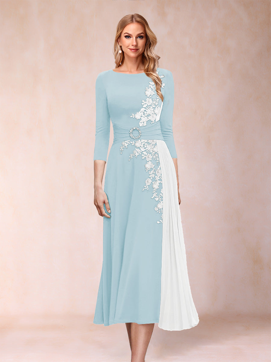 A-Line/Princess Scoop 3/4 Sleeves Mother of the Bride Dresses with Applique