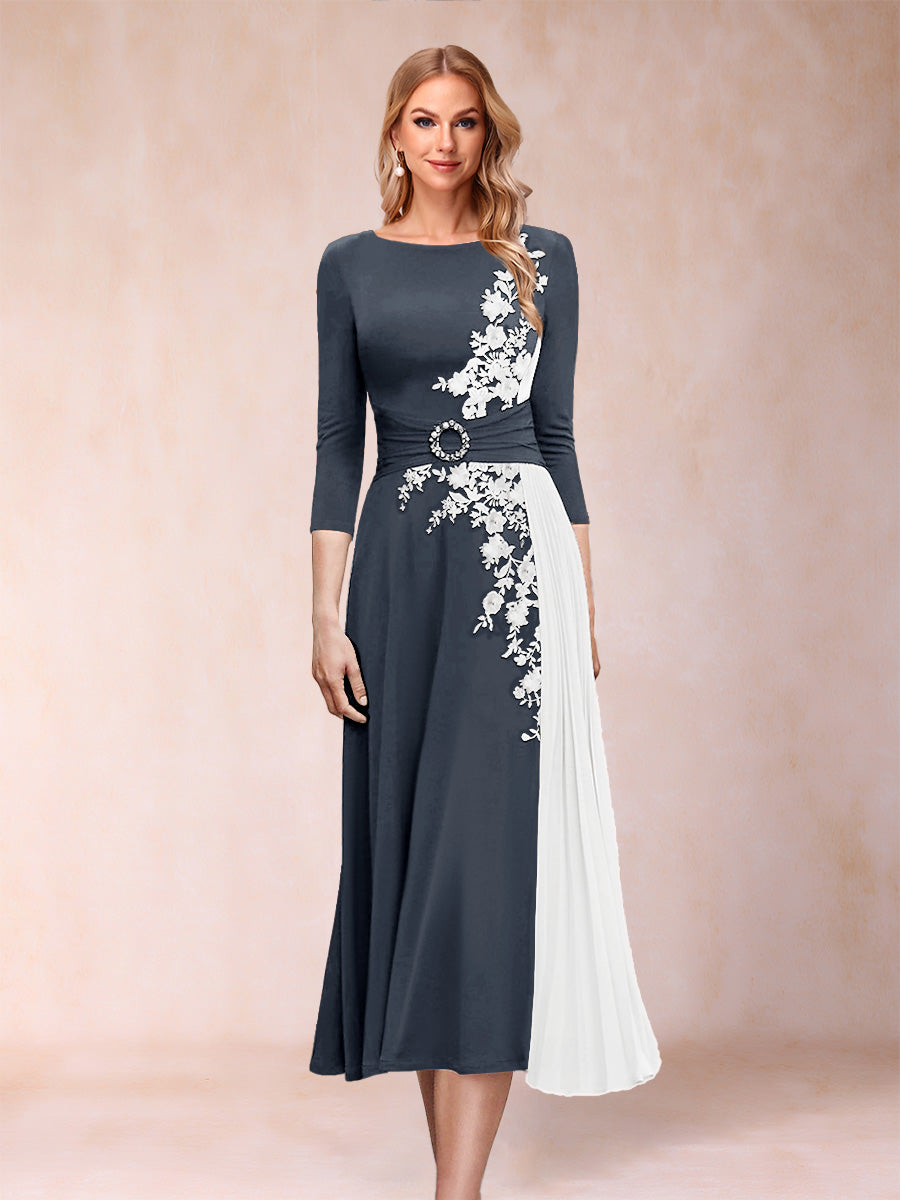 A-Line/Princess Scoop 3/4 Sleeves Mother of the Bride Dresses with Applique