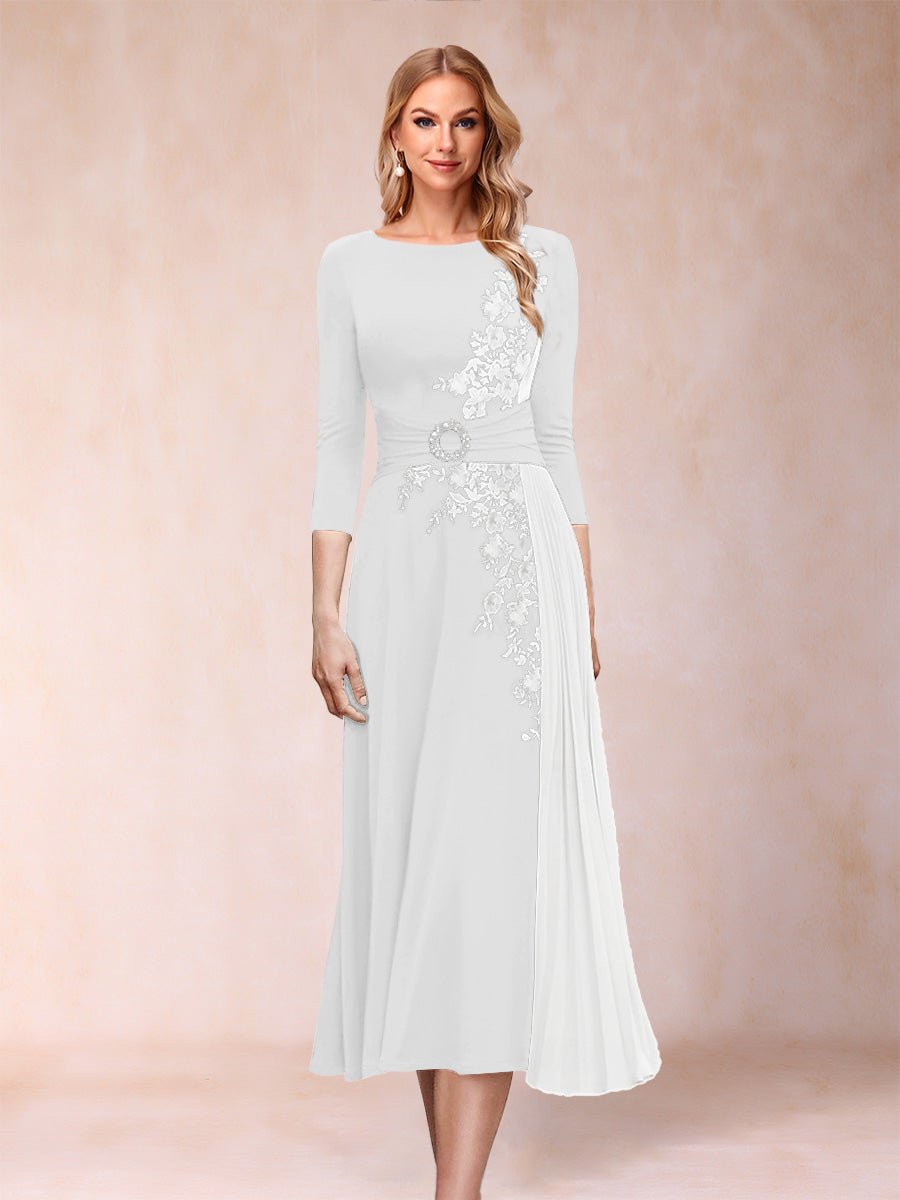 A-Line/Princess Scoop 3/4 Sleeves Mother of the Bride Dresses with Applique