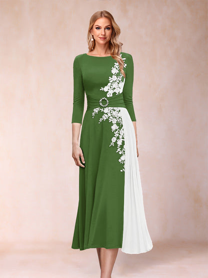 A-Line/Princess Scoop 3/4 Sleeves Mother of the Bride Dresses with Applique