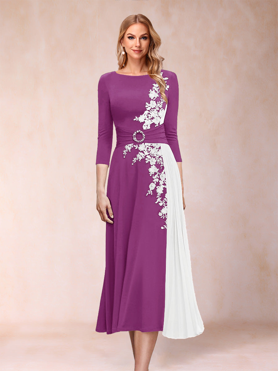 A-Line/Princess Scoop 3/4 Sleeves Mother of the Bride Dresses with Applique