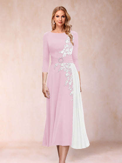 A-Line/Princess Scoop 3/4 Sleeves Mother of the Bride Dresses with Applique
