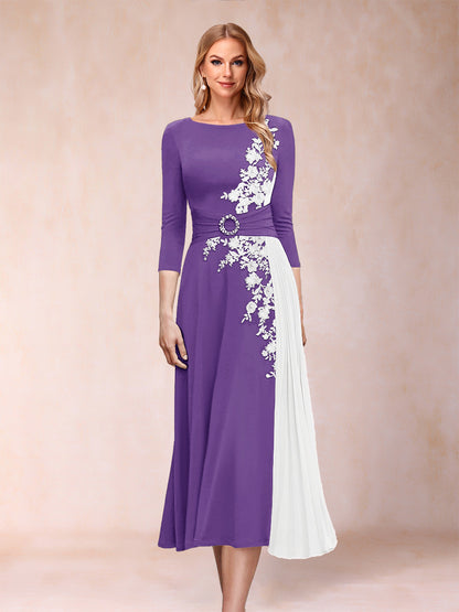 A-Line/Princess Scoop 3/4 Sleeves Mother of the Bride Dresses with Applique