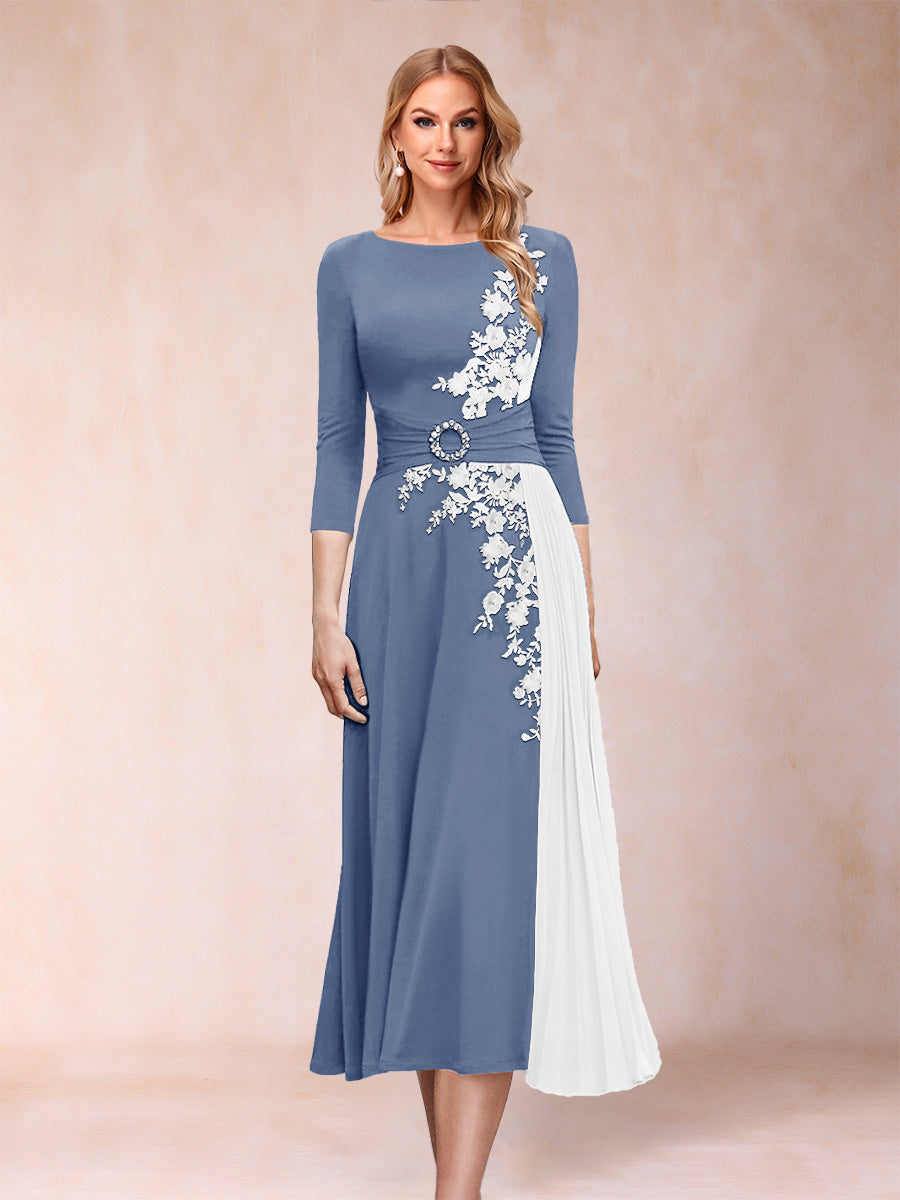 A-Line/Princess Scoop 3/4 Sleeves Mother of the Bride Dresses with Applique