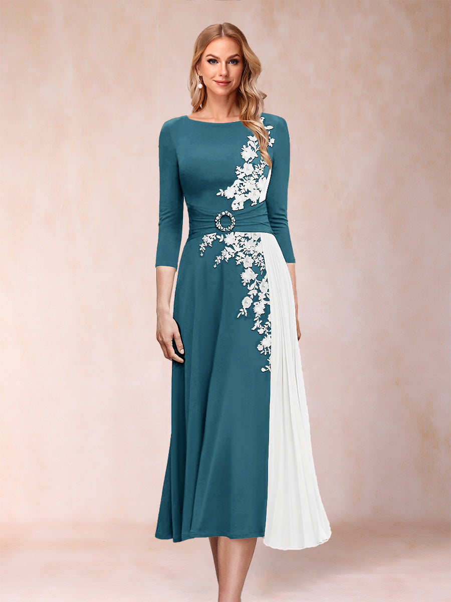 A-Line/Princess Scoop 3/4 Sleeves Mother of the Bride Dresses with Applique