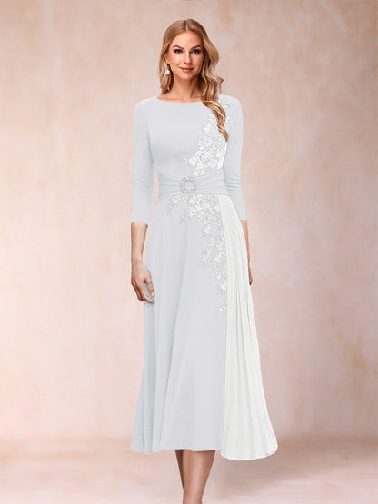 A-Line/Princess Scoop 3/4 Sleeves Mother of the Bride Dresses with Applique