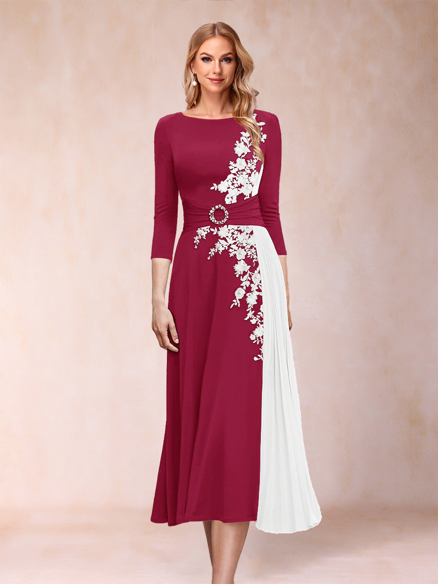 A-Line/Princess Scoop 3/4 Sleeves Mother of the Bride Dresses with Applique