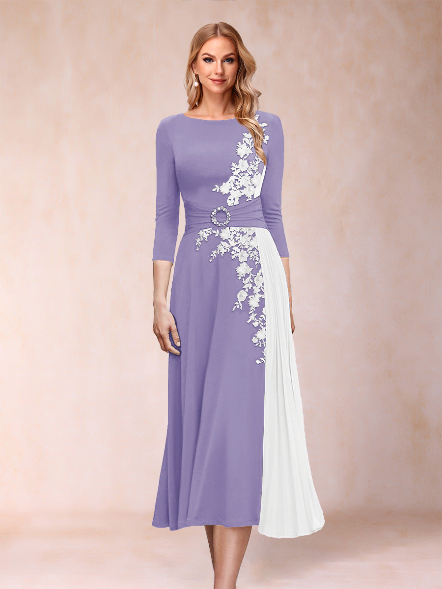 A-Line/Princess Scoop 3/4 Sleeves Mother of the Bride Dresses with Applique