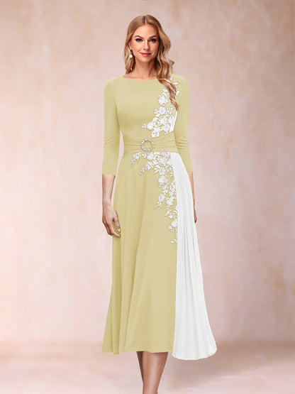 A-Line/Princess Scoop 3/4 Sleeves Mother of the Bride Dresses with Applique