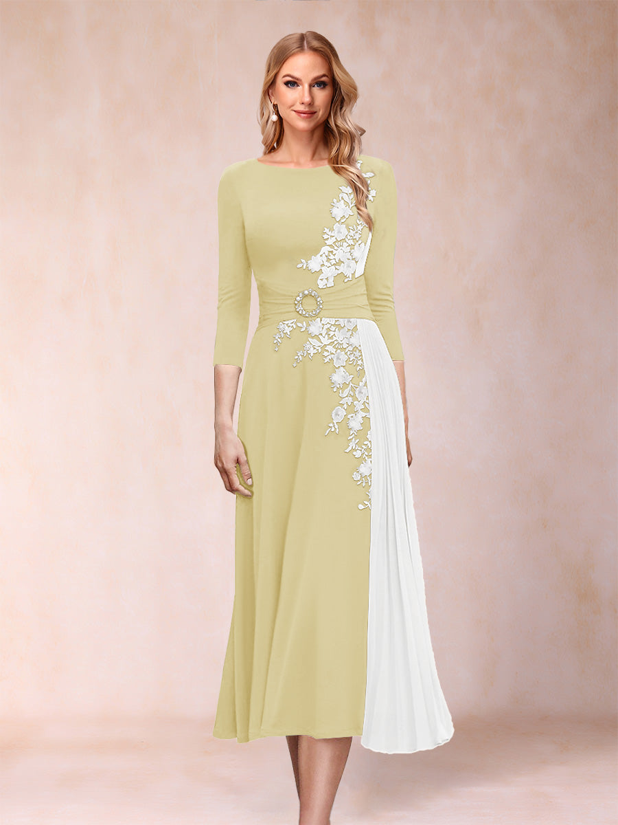 A-Line/Princess Scoop 3/4 Sleeves Mother of the Bride Dresses with Applique