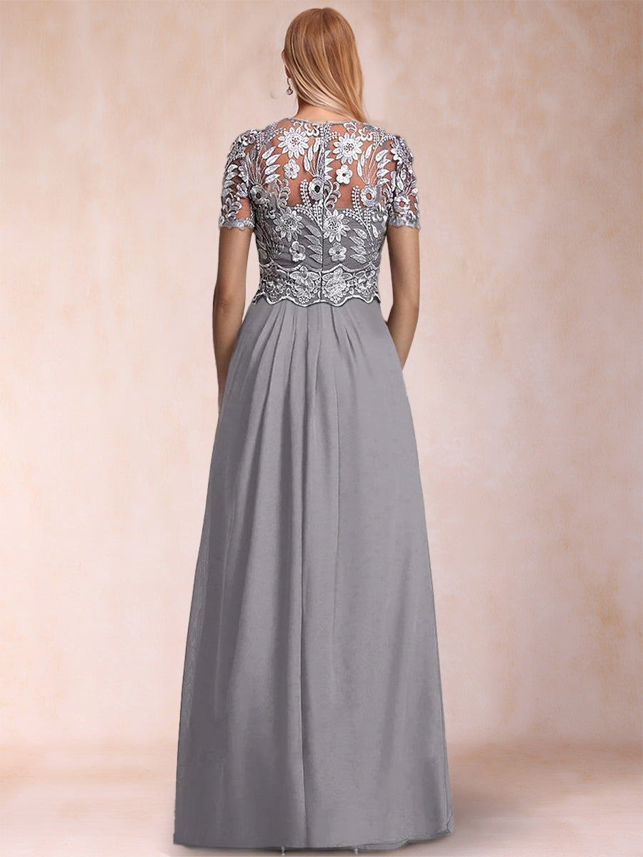 A-Line/Princess Scoop Short Sleeves Jumpsuit with Applique