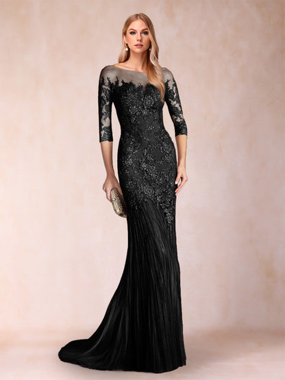 Trumpet/Mermaid Scoop 3/4 Sleeves Mother of the Bride Dresses with Applique