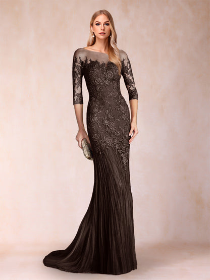 Trumpet/Mermaid Scoop 3/4 Sleeves Mother of the Bride Dresses with Applique