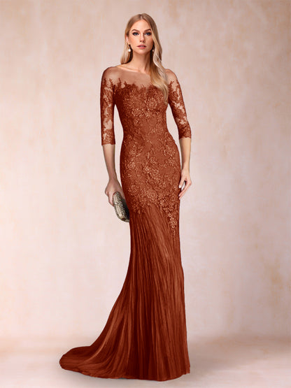 Trumpet/Mermaid Scoop 3/4 Sleeves Mother of the Bride Dresses with Applique