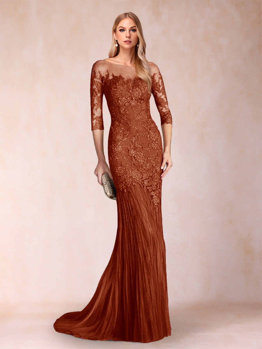 Trumpet/Mermaid Scoop 3/4 Sleeves Mother of the Bride Dresses with Applique
