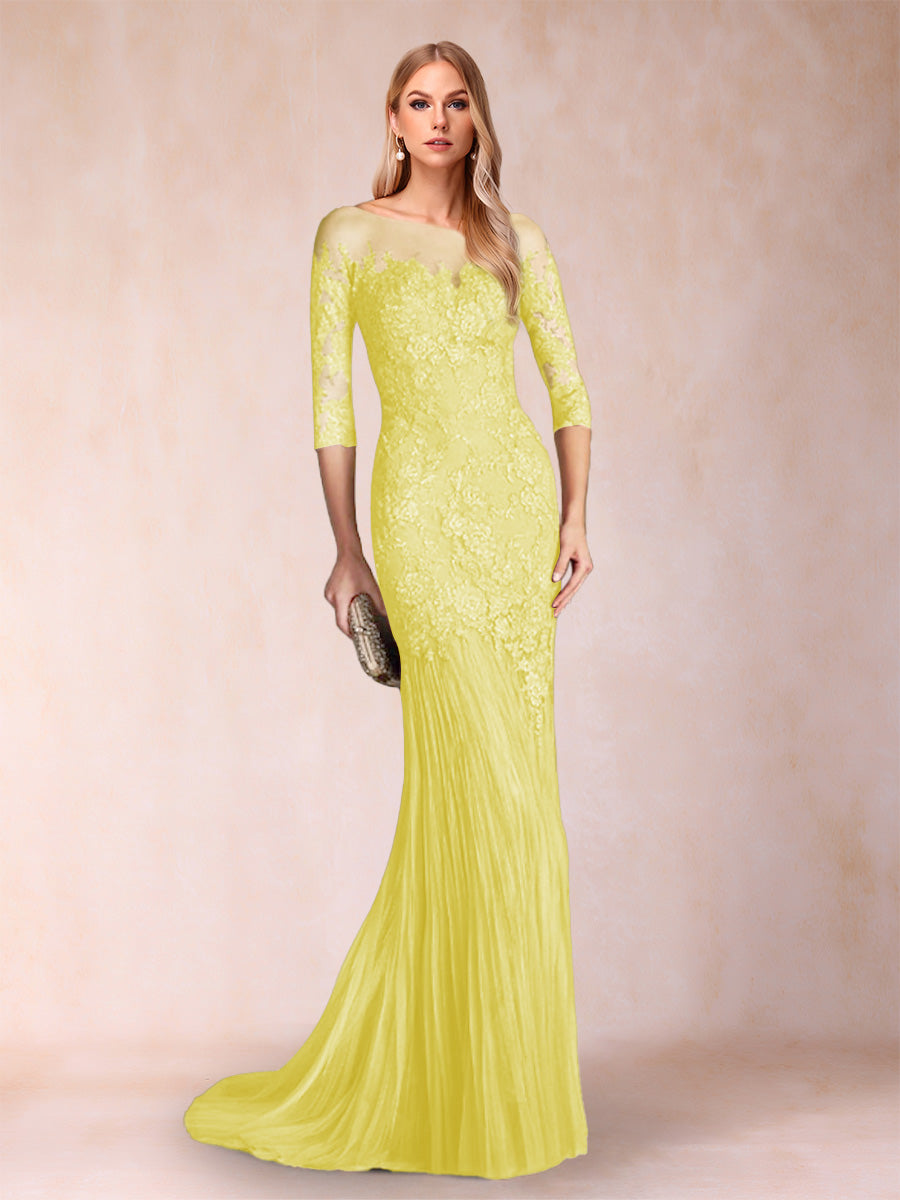 Trumpet/Mermaid Scoop 3/4 Sleeves Mother of the Bride Dresses with Applique
