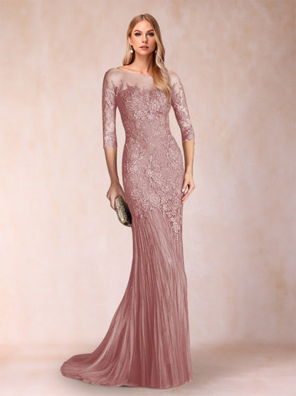 Trumpet/Mermaid Scoop 3/4 Sleeves Mother of the Bride Dresses with Applique