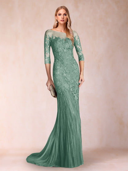 Trumpet/Mermaid Scoop 3/4 Sleeves Mother of the Bride Dresses with Applique