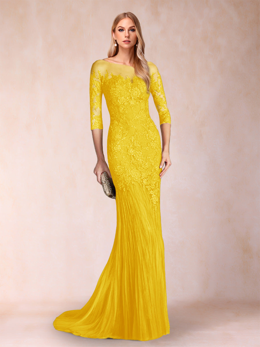 Trumpet/Mermaid Scoop 3/4 Sleeves Mother of the Bride Dresses with Applique