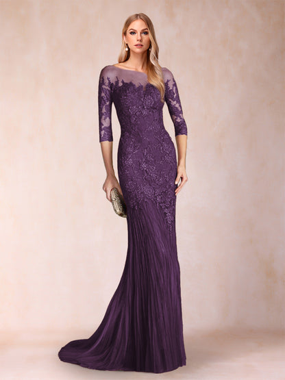 Trumpet/Mermaid Scoop 3/4 Sleeves Mother of the Bride Dresses with Applique