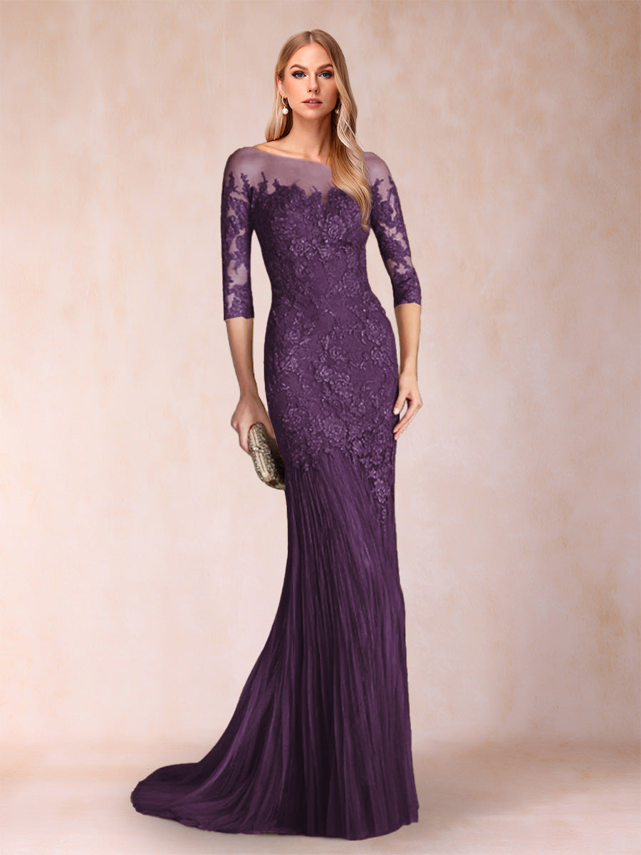 Trumpet/Mermaid Scoop 3/4 Sleeves Mother of the Bride Dresses with Applique