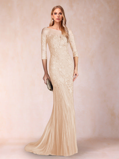 Trumpet/Mermaid Scoop 3/4 Sleeves Mother of the Bride Dresses with Applique