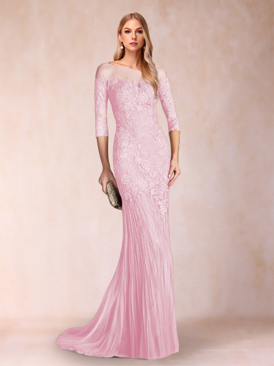Trumpet/Mermaid Scoop 3/4 Sleeves Mother of the Bride Dresses with Applique