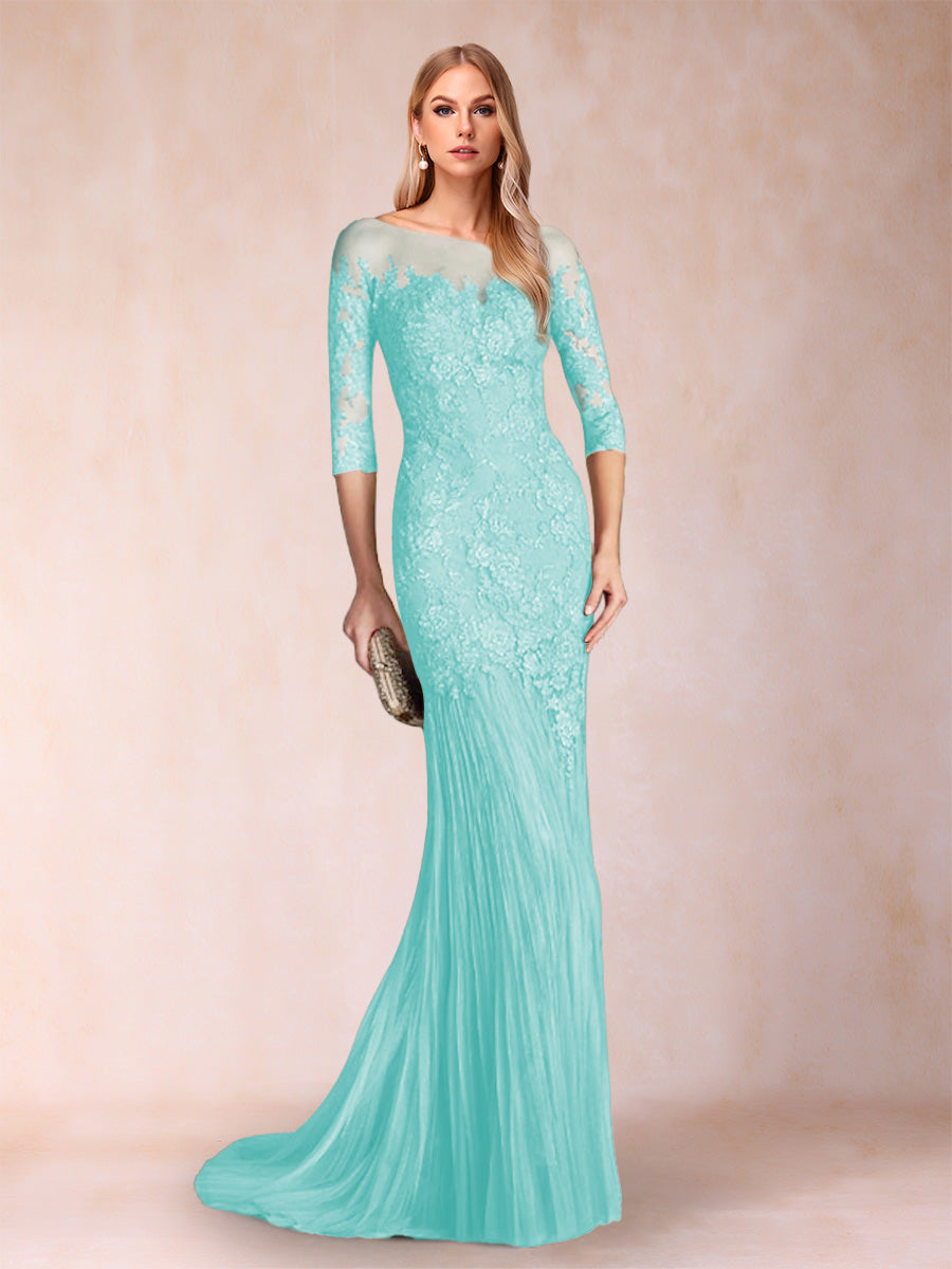 Trumpet/Mermaid Scoop 3/4 Sleeves Mother of the Bride Dresses with Applique