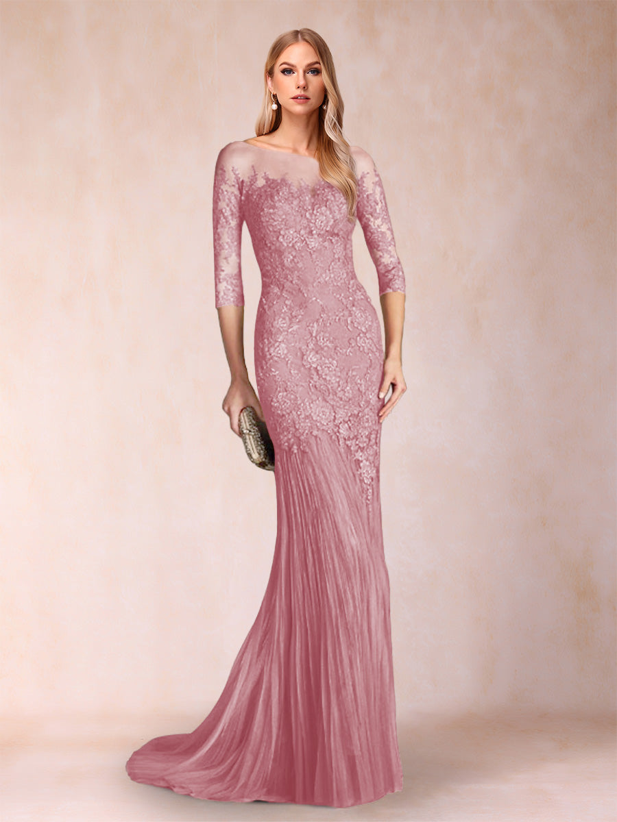 Trumpet/Mermaid Scoop 3/4 Sleeves Mother of the Bride Dresses with Applique