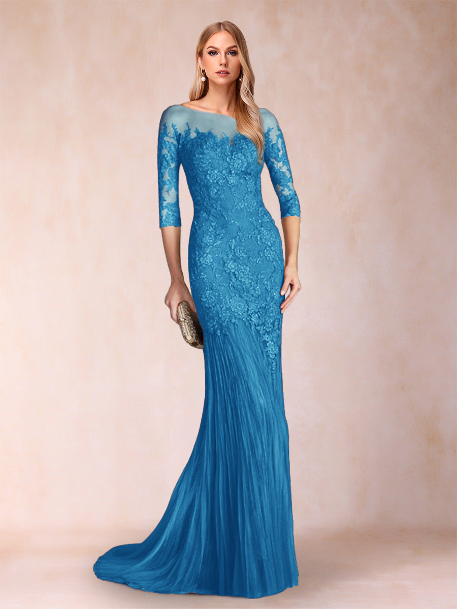 Trumpet/Mermaid Scoop 3/4 Sleeves Mother of the Bride Dresses with Applique