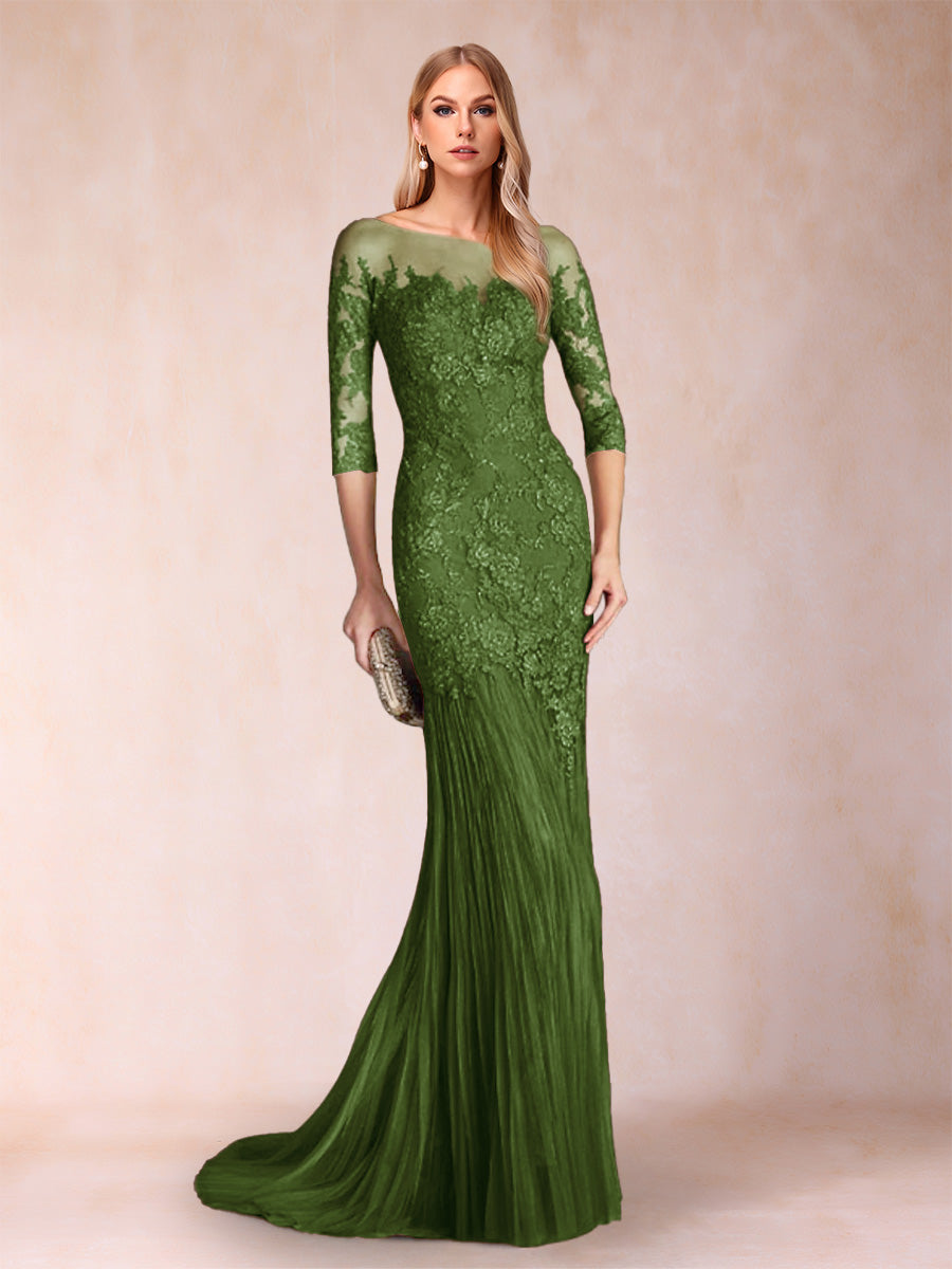 Trumpet/Mermaid Scoop 3/4 Sleeves Mother of the Bride Dresses with Applique